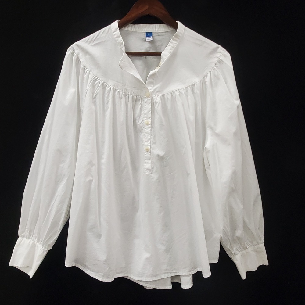 Old Navy Womens Oversized Edwardian Popover Top Size XL White Renaissance Button